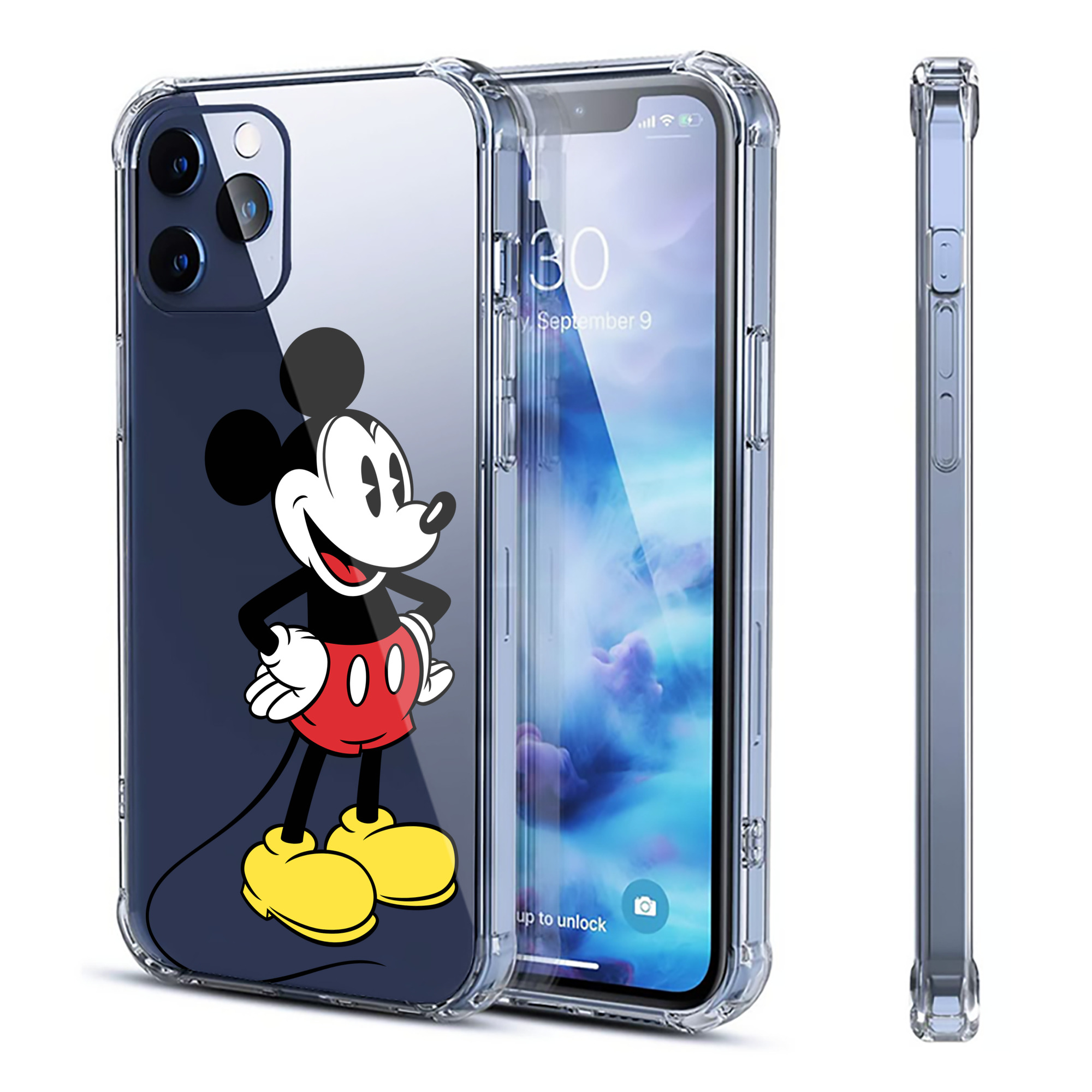 （画像用） ミッキーマウス Mickey Mouse 【iPhone 12シリーズ対応】透明スマホケース（クリアソフトケース）